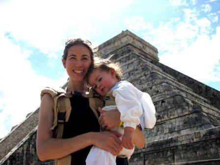 Shelly Rivoli with daughter Rosalyn at Chichen Itza.