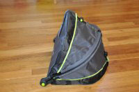 the brica fold n go bassnet partially unfolded